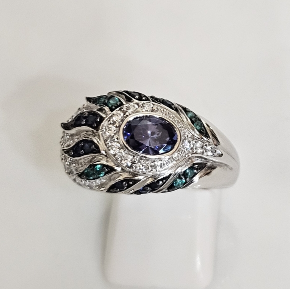 Authentic Victoria Wieck Peacock Ring 14k White Gold Vermeil Size 9! - Picture 5 of 6